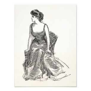 Vintage Gibson Girl Edwardian Retro Woman Portrait Photo Print