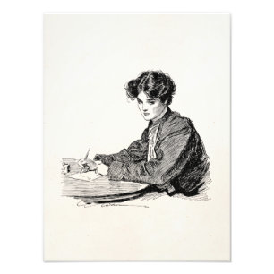 Vintage Gibson Girl Edwardian Woman Writing Letter Photo Print