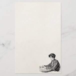 Vintage Gibson Girl Edwardian Woman Writing Letter Stationery