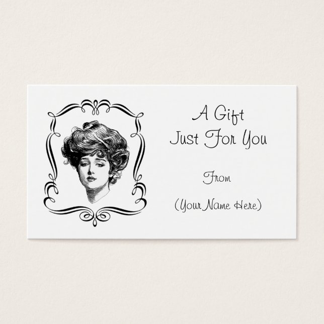 Vintage Gibson Girl Personalised Gift Card Tag (Front)