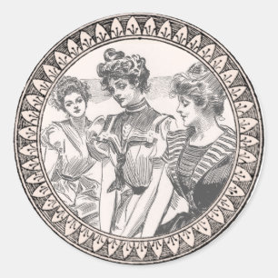Vintage Gibson Girls Antique Illustration Classic Round Sticker