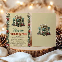 Vintage Gift Box Christmas Party Invitation