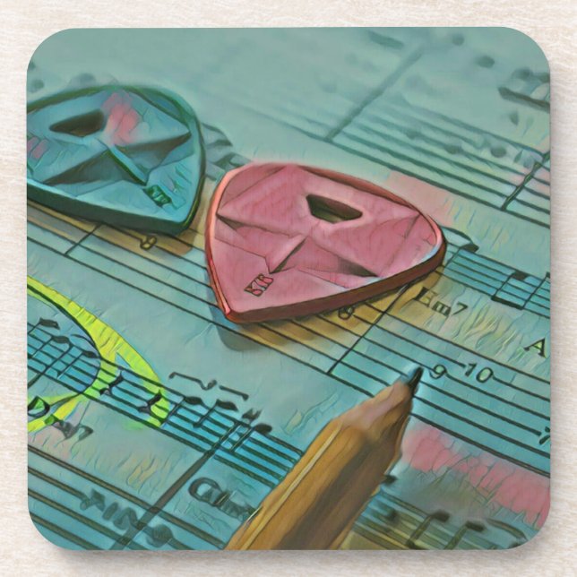 Vintage gift for a guitarist coaster (Front)