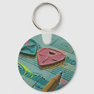 Vintage gift for a guitarist key ring