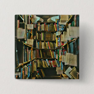 Vintage gift for book lovers 15 cm square badge
