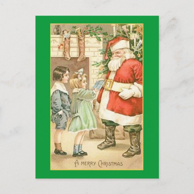 Vintage Gift for Santa Claus Holiday Postcard (Front)