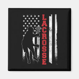 Vintage Gift Lacrosse American Flag Lax - Uni-adul Magnet