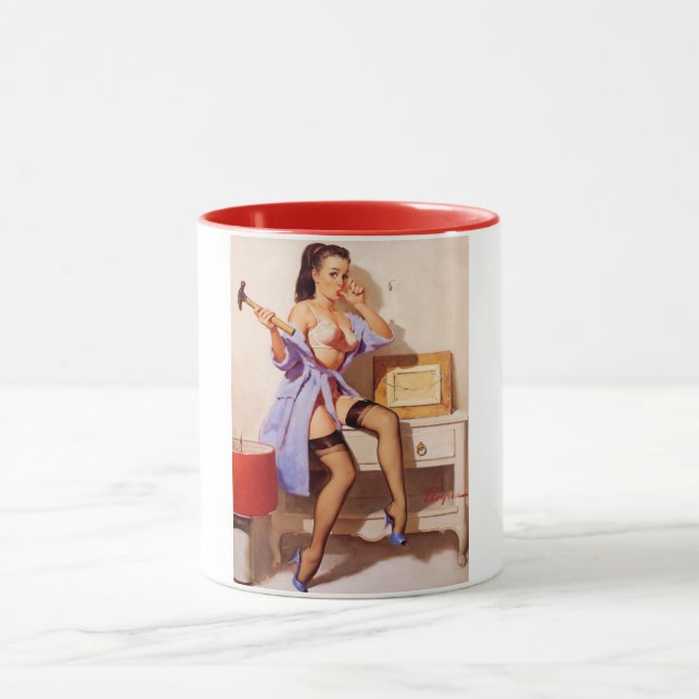 Vintage Gil Elvgren Hammer Classic Pinup Girl Mug (Center)