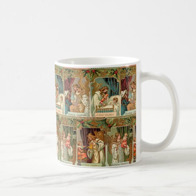 Vintage Gilded Angels, Children and Greenery Coffee Mug (Right)