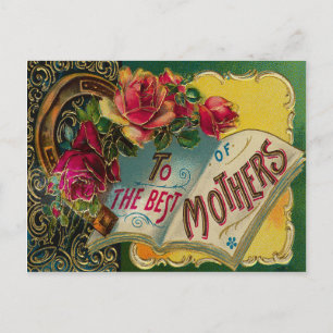 Vintage Gilded Roses Mother's Day Postcard