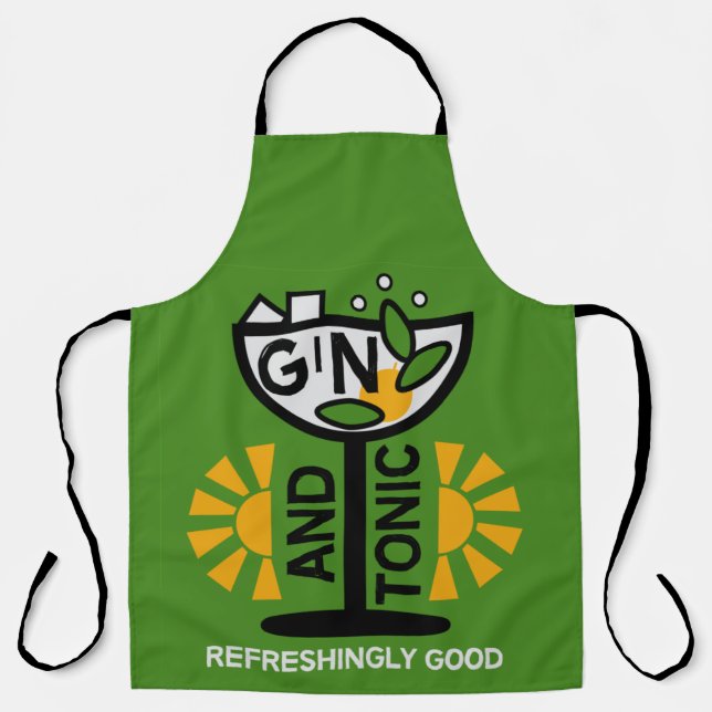 Vintage Gin And Tonic Art Apron (Front)