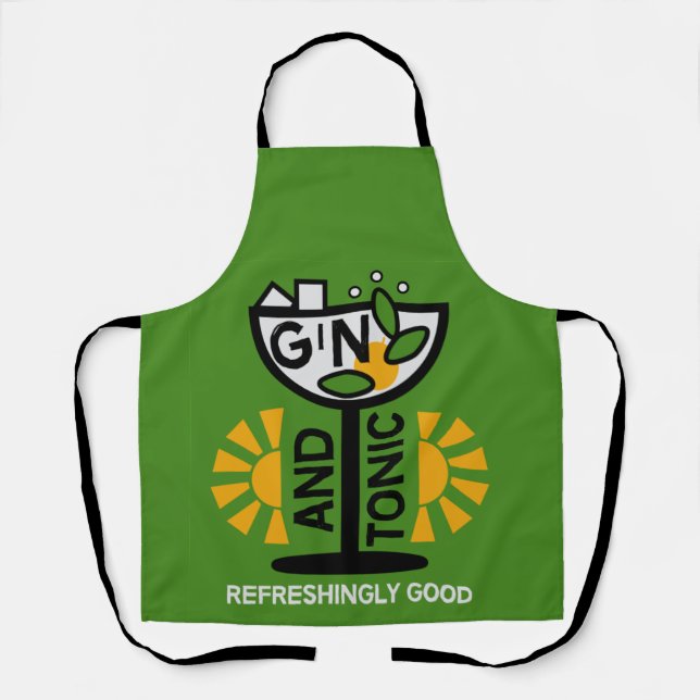Vintage Gin And Tonic Art Apron (Front)