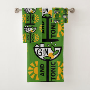 Vintage Gin And Tonic Art Bath Towel Set