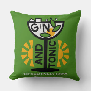 Vintage Gin And Tonic Art Cushion