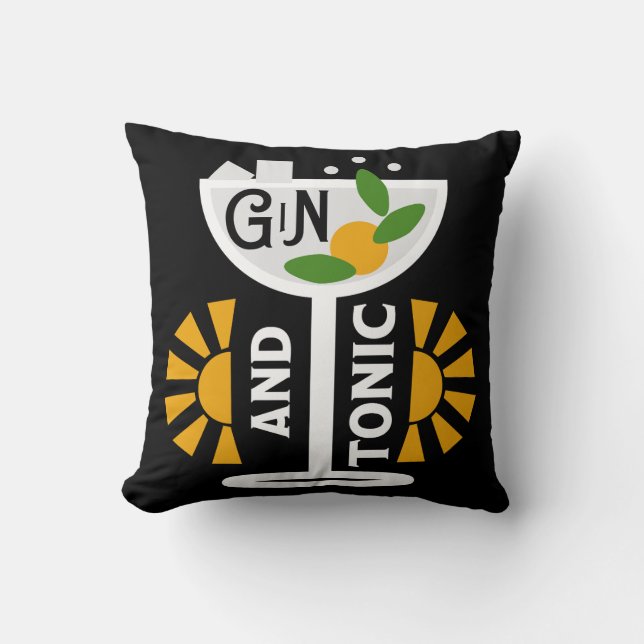 Vintage Gin And Tonic Art Cushion (Front)