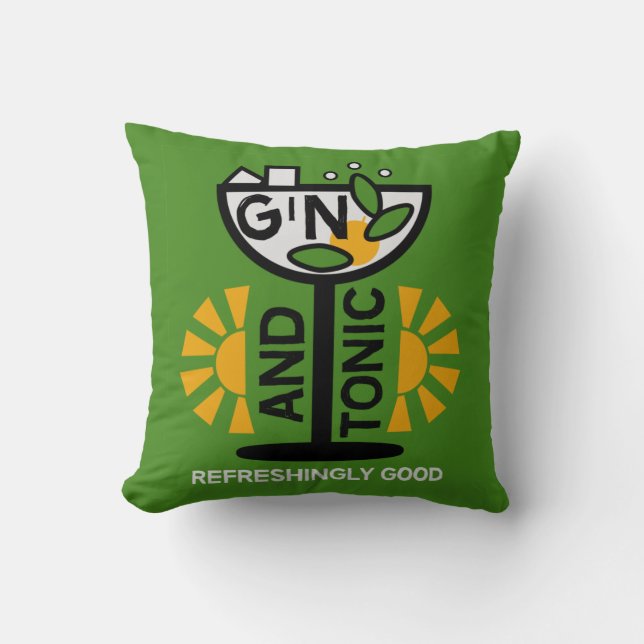 Vintage Gin And Tonic Art Cushion (Front)