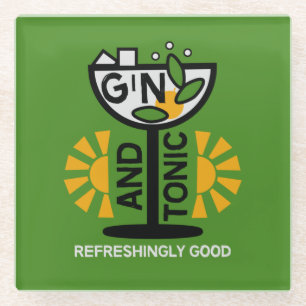 Vintage Gin And Tonic Art Glass Coaster