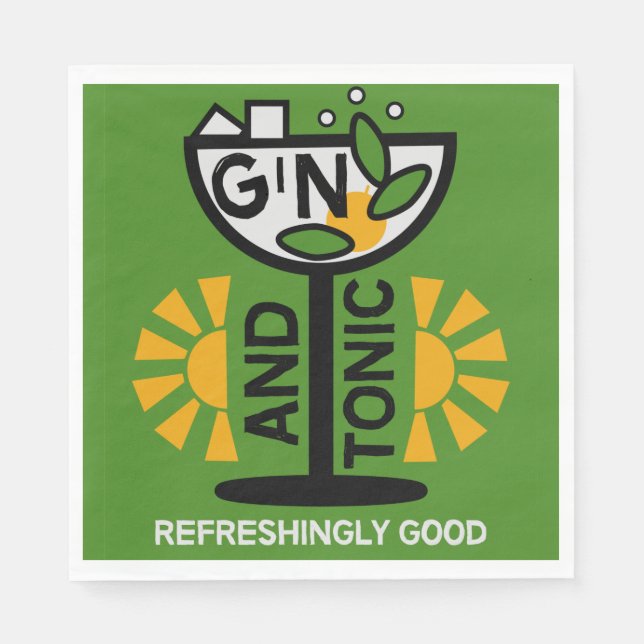 Vintage Gin And Tonic Art Napkin (Front)