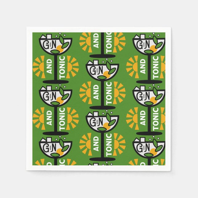 Vintage Gin And Tonic Art Napkin (Front)