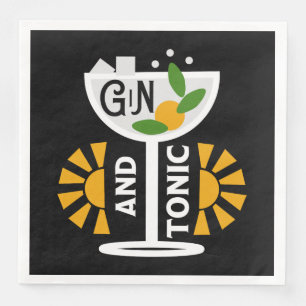 Vintage Gin And Tonic Art Napkin