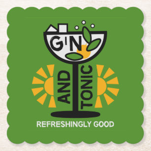Vintage Gin And Tonic Art Paper Coaster