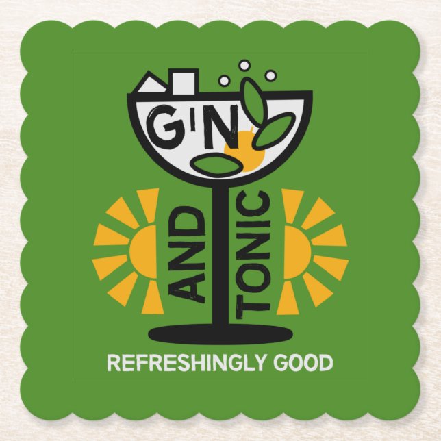 Vintage Gin And Tonic Art Paper Coaster (Front)