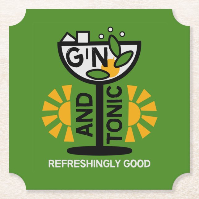 Vintage Gin And Tonic Art Paper Coaster (Front)