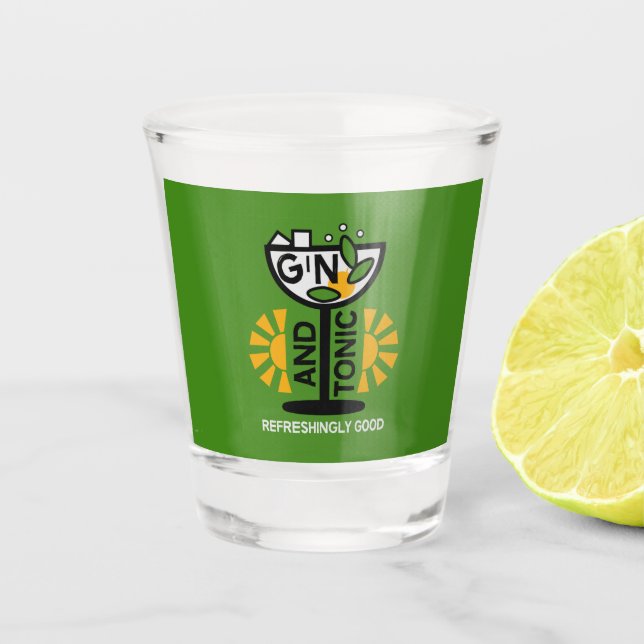 Vintage Gin And Tonic Art Shot Glass (Front)