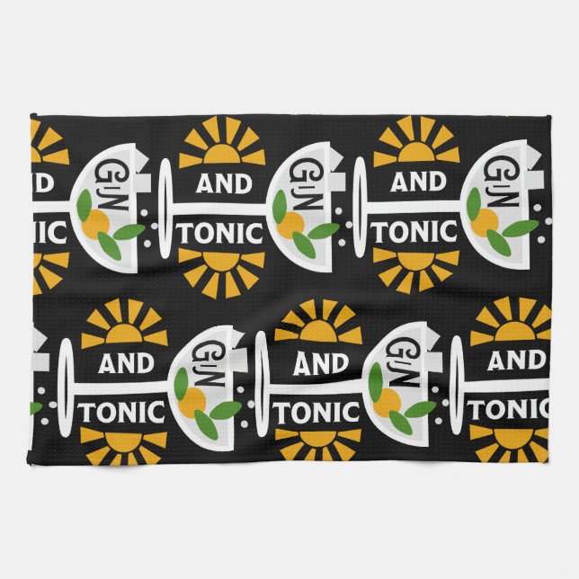Vintage Gin And Tonic Art Tea Towel (Horizontal)
