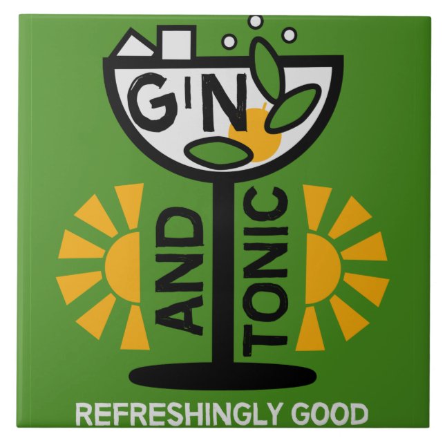 Vintage Gin And Tonic Art Tile (Front)