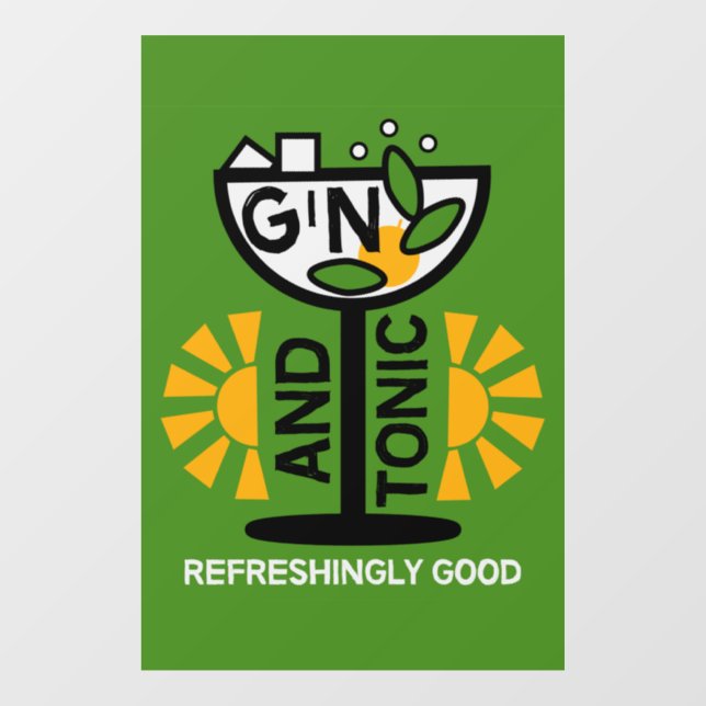 Vintage Gin And Tonic Art Window Cling (Sheet)