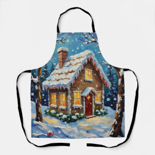 Vintage Gingerbread House in Enchanted Winter Apron