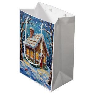 Vintage Gingerbread House in Enchanted Winter Medium Gift Bag