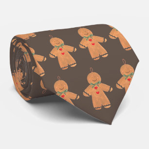 Vintage Gingerbread man Christmas Fun Brown Tie