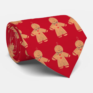 Vintage Gingerbread man Christmas Fun Red Tie