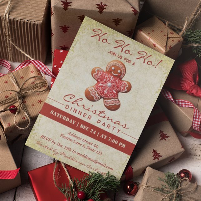 Vintage Gingerbread Man Christmas Party  Invitation (Creator Uploaded)