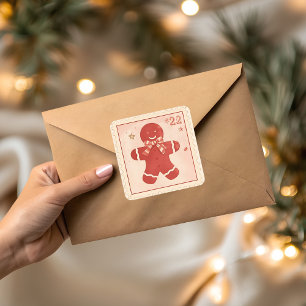 Vintage Gingerbread Man Christmas  Square Sticker