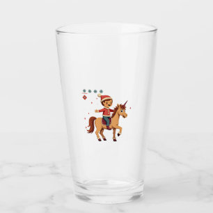 Vintage Gingerbread Man Riding Unicorn Christmas U Glass
