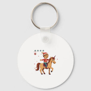 Vintage Gingerbread Man Riding Unicorn Christmas U Key Ring