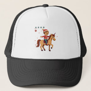 Vintage Gingerbread Man Riding Unicorn Christmas U Trucker Hat
