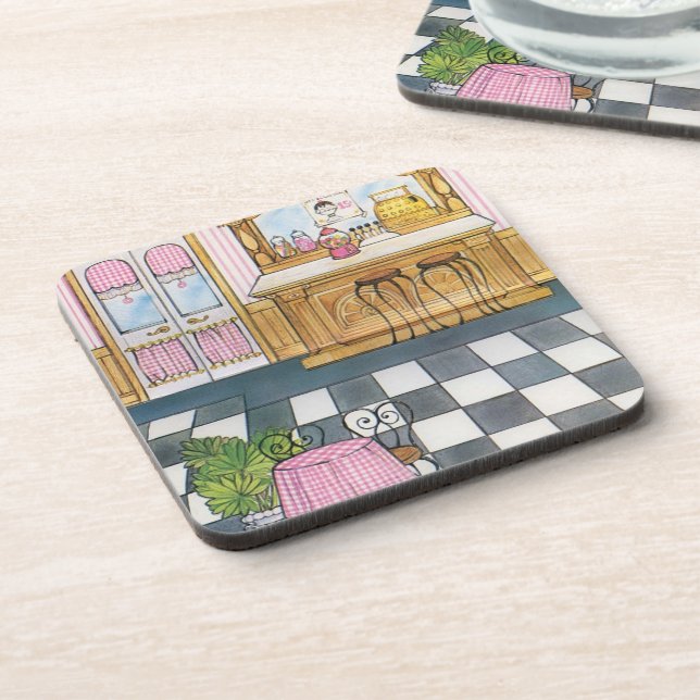 Vintage Gingham Ice Cream Parlour Coaster (Left Side)