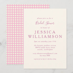 Vintage Gingham Plaid in Pink Bridal Shower  Invitation