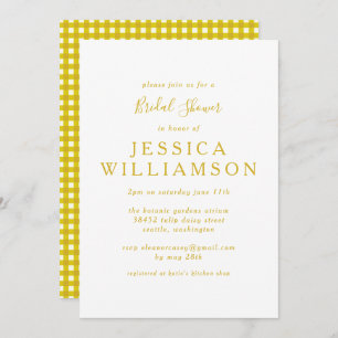 Vintage Gingham Plaid in Yellow Bridal Shower  Invitation