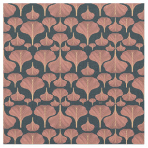 Vintage Gingko Black Floral Pattern Fabric