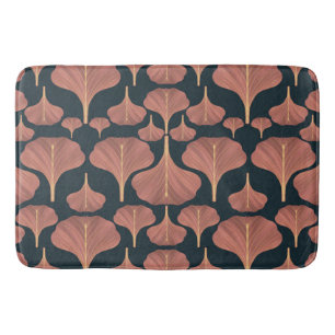 Vintage Gingko Blue Floral Bath Mat