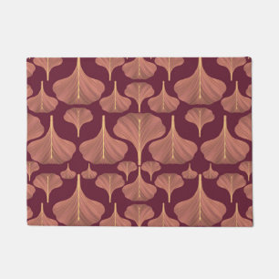 Vintage Gingko Fuchsia Floral Pattern Door Mat