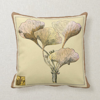 Vintage Ginkgo Biloba Leaves Pillow