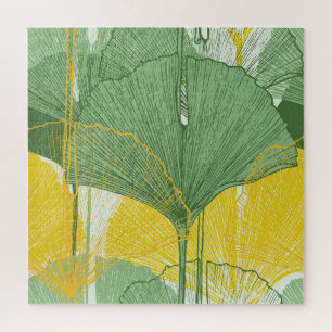 Vintage Ginkgo Biloba: Tropical Leaves Jigsaw Puzzle