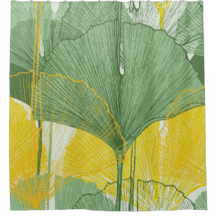 Vintage Ginkgo Biloba: Tropical Leaves Shower Curtain