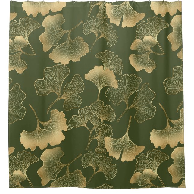 Vintage Ginkgo Leaf Pattern Shower Curtain (Front)